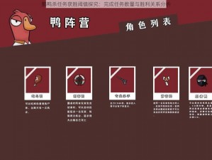 鹅鸭杀任务获胜阈值探究：完成任务数量与胜利关系分析