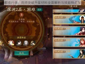 神都夜行录：雨师突破升星材料全面解析与技能特点探究