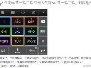 亚洲人气啊vu草一码二码 亚洲人气啊 vu 草一码二码，到底是什么？
