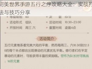 完美世界手游五行之序攻略大全：实战打法与技巧分享