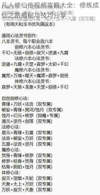 凡人修仙传视频攻略大全：修炼成仙之路揭秘与技巧分享