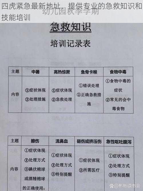 四虎紧急最新地址，提供专业的急救知识和技能培训