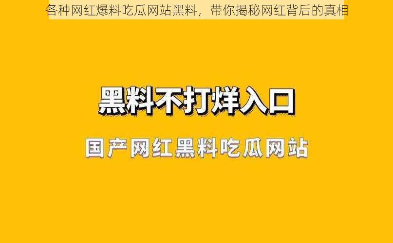 各种网红爆料吃瓜网站黑料，带你揭秘网红背后的真相