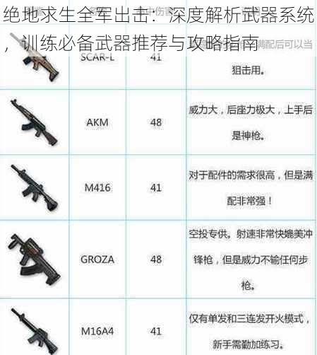 绝地求生全军出击：深度解析武器系统，训练必备武器推荐与攻略指南