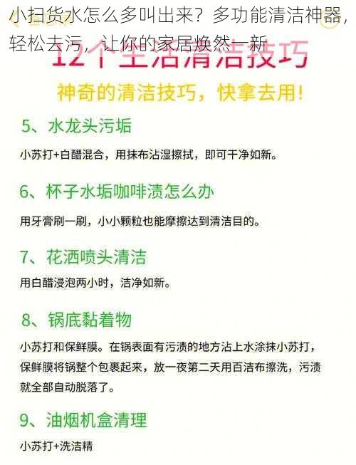 小扫货水怎么多叫出来？多功能清洁神器，轻松去污，让你的家居焕然一新