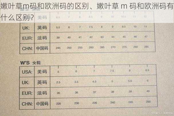 嫩叶草m码和欧洲码的区别、嫩叶草 m 码和欧洲码有什么区别？