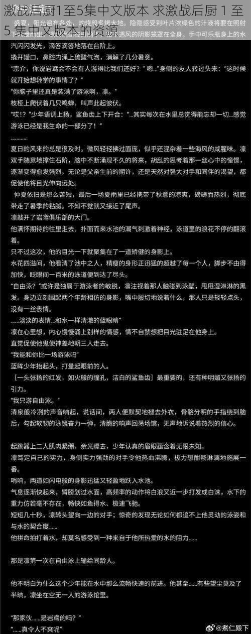 激战后厨1至5集中文版本 求激战后厨 1 至 5 集中文版本的资源