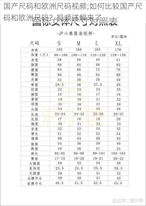 国产尺码和欧洲尺码视频;如何比较国产尺码和欧洲尺码？视频详解来了