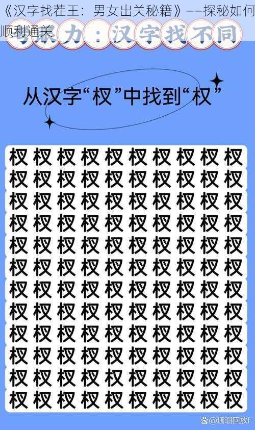 《汉字找茬王：男女出关秘籍》——探秘如何顺利通关