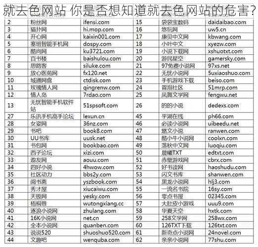 就去色网站 你是否想知道就去色网站的危害？