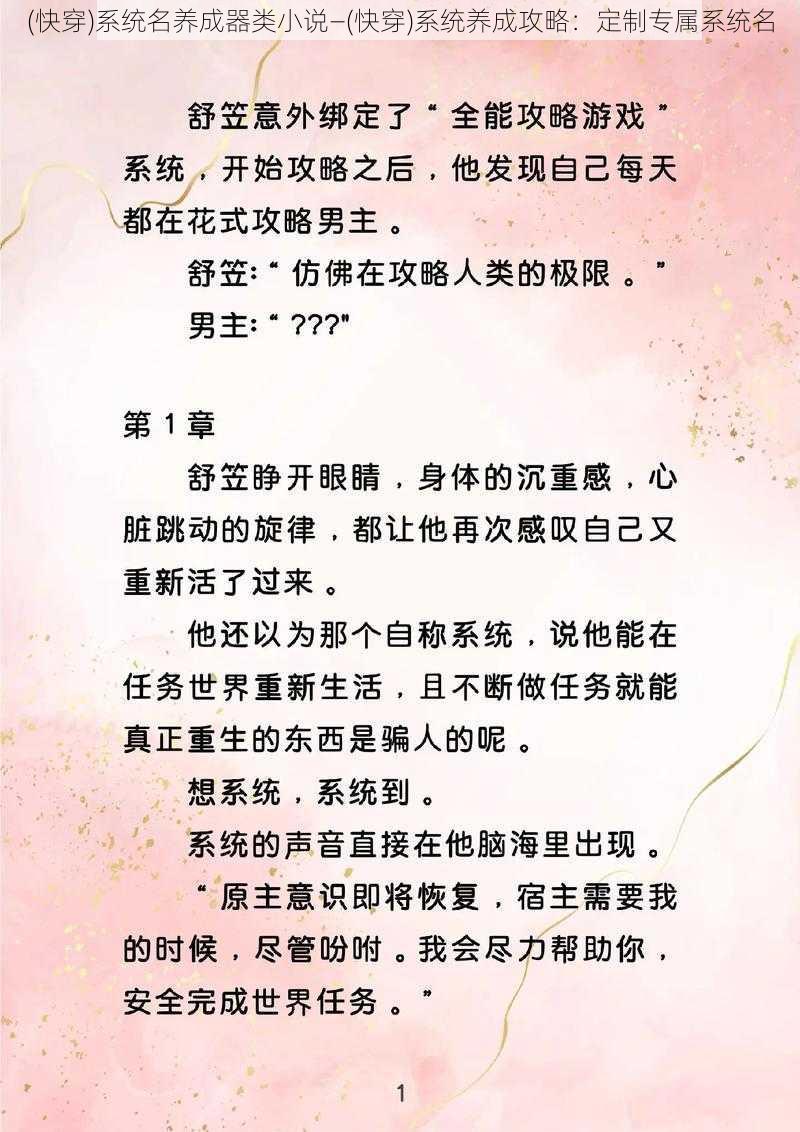 (快穿)系统名养成器类小说—(快穿)系统养成攻略：定制专属系统名