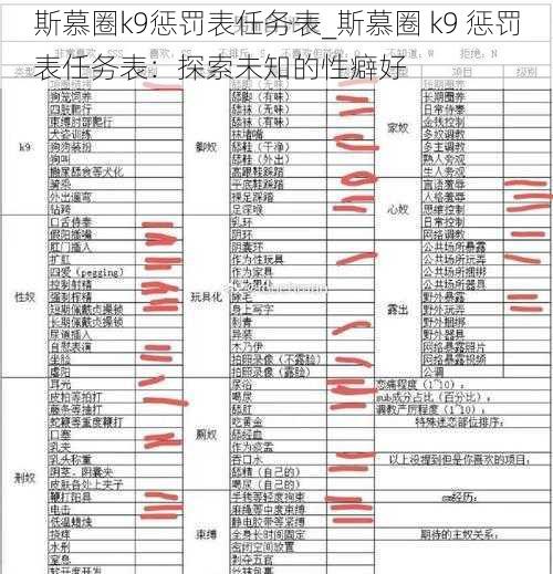 斯慕圈k9惩罚表任务表_斯慕圈 k9 惩罚表任务表：探索未知的性癖好