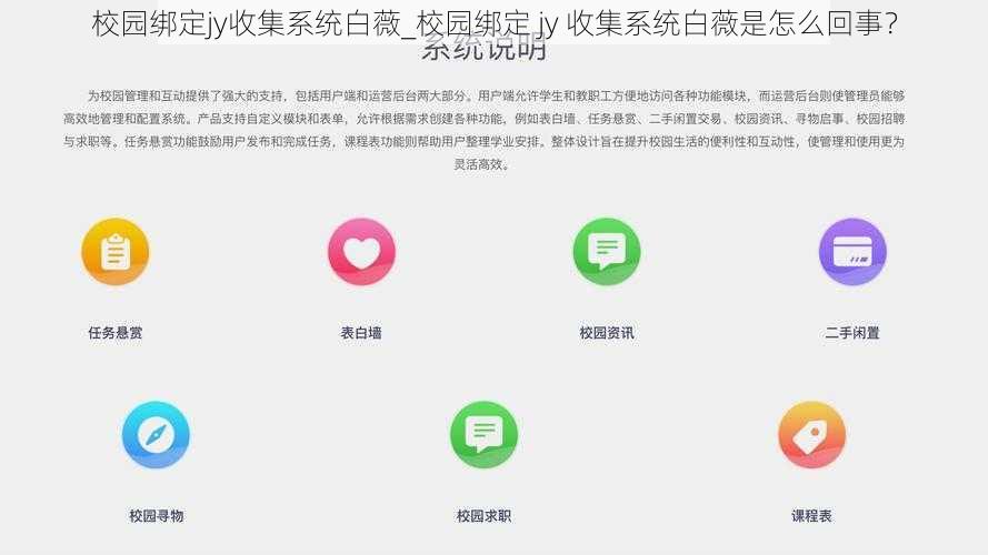 校园绑定jy收集系统白薇_校园绑定 jy 收集系统白薇是怎么回事？