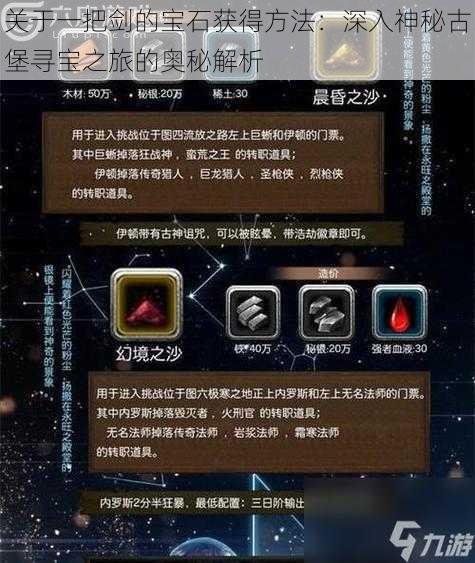 关于一把剑的宝石获得方法：深入神秘古堡寻宝之旅的奥秘解析