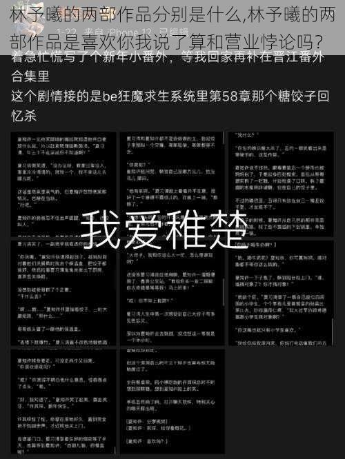 林予曦的两部作品分别是什么,林予曦的两部作品是喜欢你我说了算和营业悖论吗？