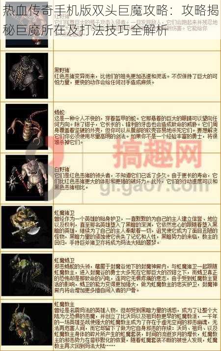 热血传奇手机版双头巨魔攻略：攻略揭秘巨魔所在及打法技巧全解析