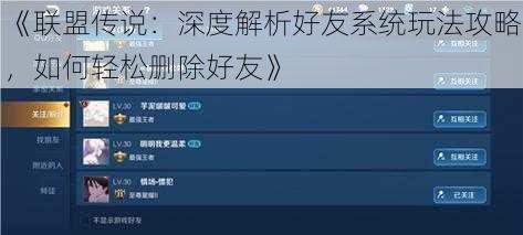 《联盟传说：深度解析好友系统玩法攻略，如何轻松删除好友》