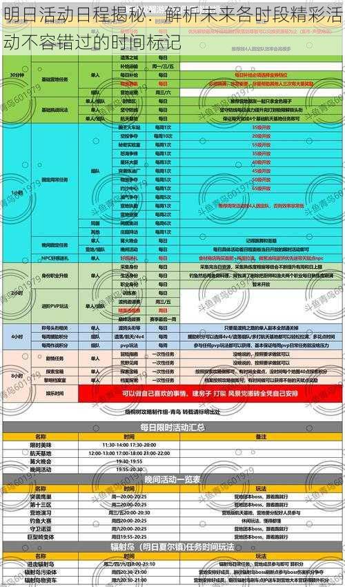 明日活动日程揭秘：解析未来各时段精彩活动不容错过的时间标记