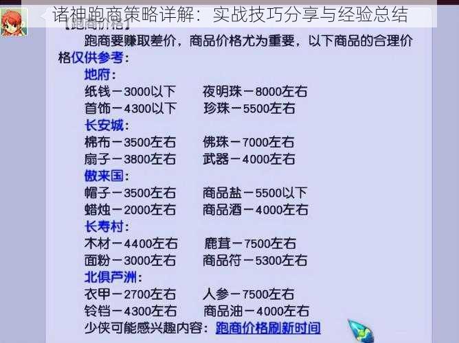 诸神跑商策略详解：实战技巧分享与经验总结